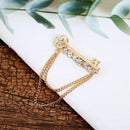 Korean New Fashion Metal Key Tassel Long Brooch Rhinestone Chain Lapel Pin for Men's Suit Shirt Badge Brooches Pins Accessories