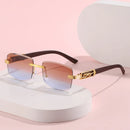 Neue Metall Leopard Randlose Rechteckige Vintage Sonnenbrille Für Herren Mode Randlose Getönte Brille Damen Verlauf Sonnenschutz Brille