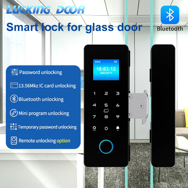 Smart Door Lock Wooden Glass Sliding Door HAHA-Lock App Biometric Fingerprint Lock Bluetooth IC Card Electronic Digital Hahalock