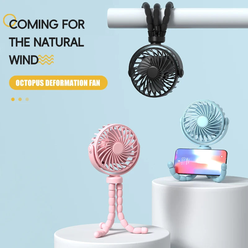 New Multi Functional Handheld Mini Octopus Fan Portable USB Charging Home Outdoor Stroller With Night Light Function Small Fan