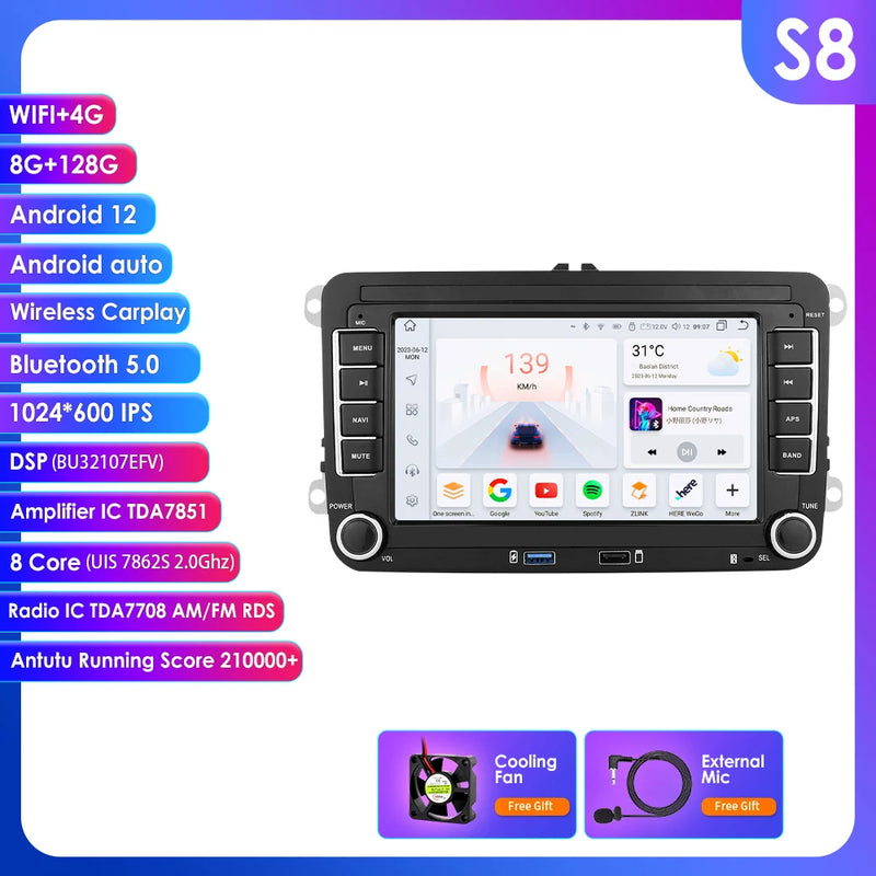 GPS Android 14 Auto Radio for Volkswagen VW Passat B6 B7 T5 Tiguan Touran GOLF POLO Carplay 4G Car Multimedia GPS 2din Autoradio