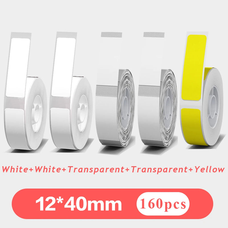 5pcs 12mmx40mm Gap Label Paper fit for P12 P15 Phomemo D30 Q30 Printer Waterproof Self Adhesive Thermal Printer Sticker