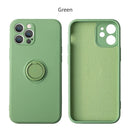 360 ° Rotating Metal Ring Holder Liquid Silicone Shockproof Soft Phone Case For IPhone 16 Pro Max 14 12 11 15 Pro Max Back Cover