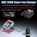BAT618 Li-ion Battery Charger Adapter Converter Power Bank USB Type-C Fast Charger for Bosch 18V Li-ion Battery Replace AL1820CV