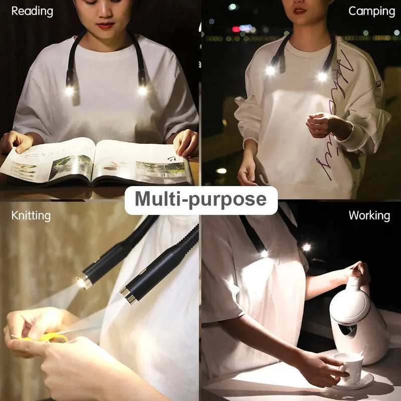 Neck Reading Light Book Lights Reading in Bed Bendable Long Lasting Portable USB Rechargeable Novelty Flexible LED Book Lighting