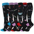 6 PAIRS Compression Socks Flowers Animal Fruit for Men Women Running Nurse Socks Nurses Sport Ladies Lady Womens Running