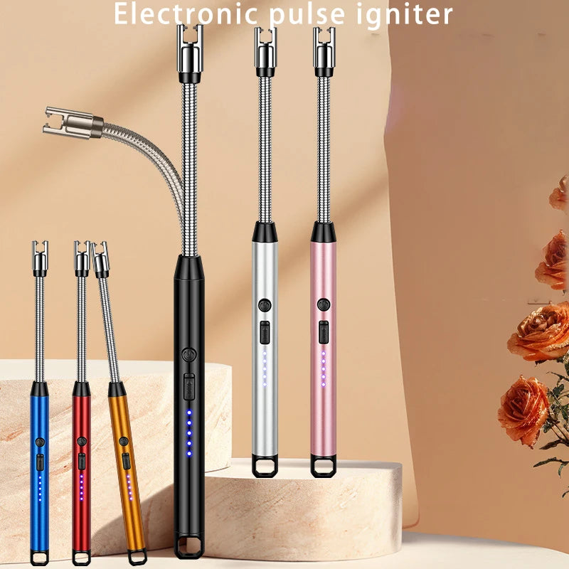 New electronic pulse igniter portable 360 ° curved hose candle aromatherapy special lighter for household kitchens