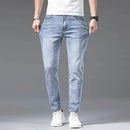 Summer Thin Men's Jeans 2024 New Slim Fit Ice Silk 9-point Pants Small Foot Petite Ultra-thin Breezy Denim Trousers