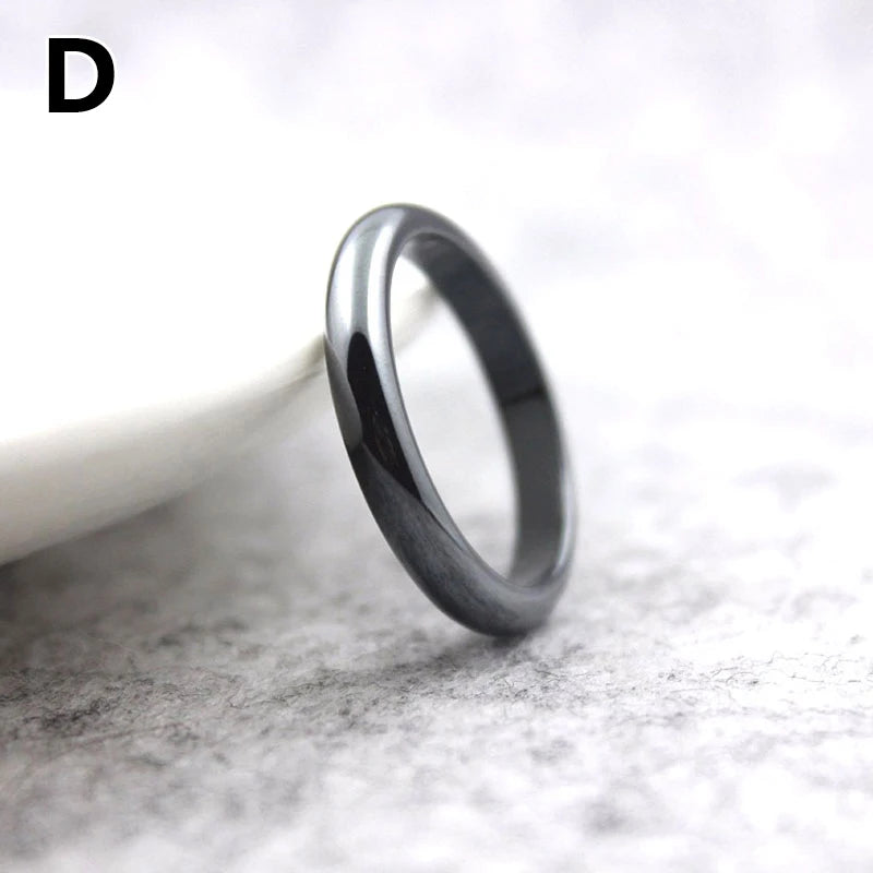 1PC Hematite Stone Rings for Women Men Natural Fashion Flat Plain Ring Couple Jewelry Gift Wedding Christmas Lovers Rings