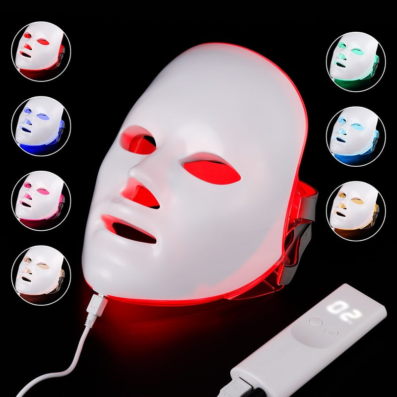 7 Colors LED Light Therapy Facial Mask Anti Acne Whitening Facial Mask Korean Skin Care Face Rejuvenation Anti-Age Home SPA