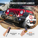 SucceBuy 13500 lbs Elektrowinde mit 80 ft Synthetikseil, kabellose LKW-Winde, IP55 wasserdicht, zum Abschleppen von Off-Road SUV Jeep