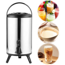 Stainless Steel Double-Layer Container 6L/8L with Faucet Beverage Dispenser Milk Tea Buckets Ideal for Water Milk Tea and Coffee