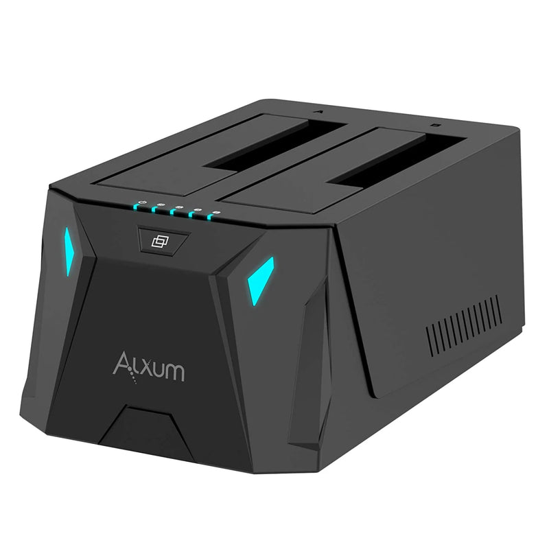 Alxum Dual Bay SSD Hard Drive Docking Station USB C to SATA HDD Docking Station for 2.5/3.5 inch Hard Drive Dock Offline Clone