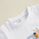 Summer Easter Kids Baby Boy Outfits Short Sleeve Embroidery T-Shirt + Shorts Set Fall Clothes Set