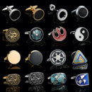 Luxury men's French shirt cufflinks classic round blue black stars rudder cuff buttons suit accessories jewelry gifts wholesale
