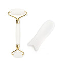 White Crystal Jade Roller Set Anti Wrinkles Face Lift Gua Sha Massager Facial Massage Tool Natural Stone Roller Kit Beauty Care