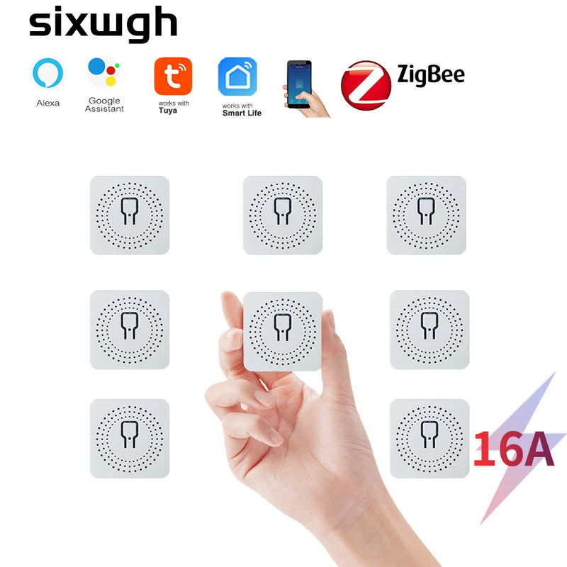 SIXWGH Tuya Zigbee Smart Home Automation Switch Breaker Work With Smart Gateway Smartlife App Control support Google Home Alexa