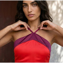 The Meridian Line | Colour-Block Halter Maxi Dress