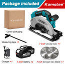 Kamolee 7 inch 21V 6.0Ah 6000mAh Electric Circular Saw  for Home DIY Compatible Makita 18V Battery