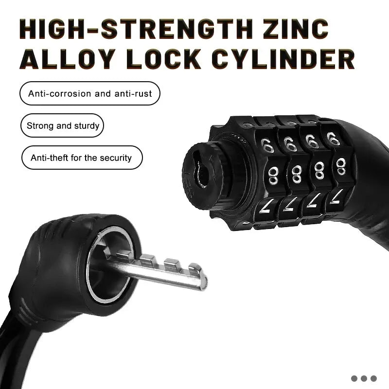 Bike Lock Mountain Bike Portable Security 4-digit Code Bike Lock for Bicycle Motorcycle Scooter