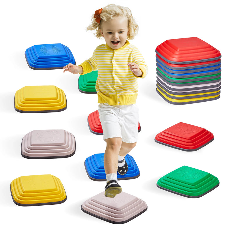 SucceBuy 10PCS Children's Balance Training Stepping Stones Toddlers Sensory Assisted Coordination Game for Kids Sport Toys Gifts