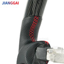 Hydro Printed Carbon Fiber Steering Wheel For Nissan 370z 2009-2021 Racing Wheel Perforated Leather Red Stitching Steering Wheel