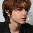 Feather Pendant Earrings Ear Hoops for Men and Women Stainless Steel