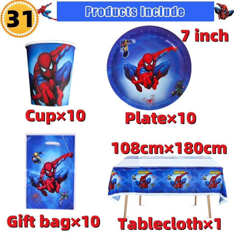 10/20 people Spiderman Theme Birthday Party Decorations Set Paper Cup 7inch Plate Superhero Baby Shower Kids Boys Party Supplies