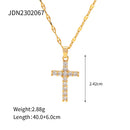 Uworld  Retro 18K PVD Gold Plated Clear Crossed Zircon Necklace Cubic Zirconia Cross Pendant Necklace Collar Acero Inoxidable