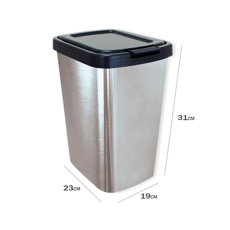 9 Liter Bin Basket with Grey Inox Click Label Lid