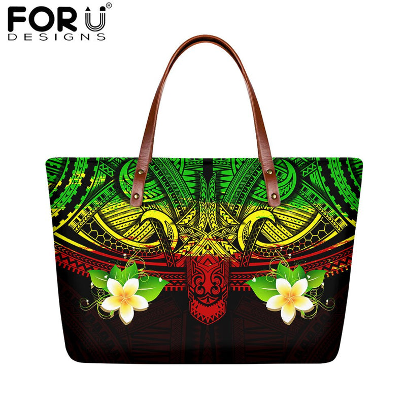 FORUDESIGNS High Quality Women Handbag Polynesian Pattern Hibiscus Flower Printing Personal Luxury Female Shoulder Bolsas