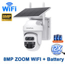 SHIWOJIA 12X Zoom 4G LTE Solar Security Camera 8MP Night Vision Dual-Lens Outdoor WiFi Solar Battery Camera PIR Human Detection