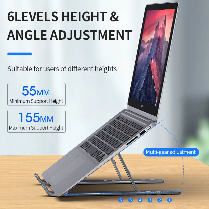 Aluminum Alloy Laptop Holder Stand Adjustable Foldable Portable for Notebook Computer Bracket Lifting Cooling Holder Non-slip