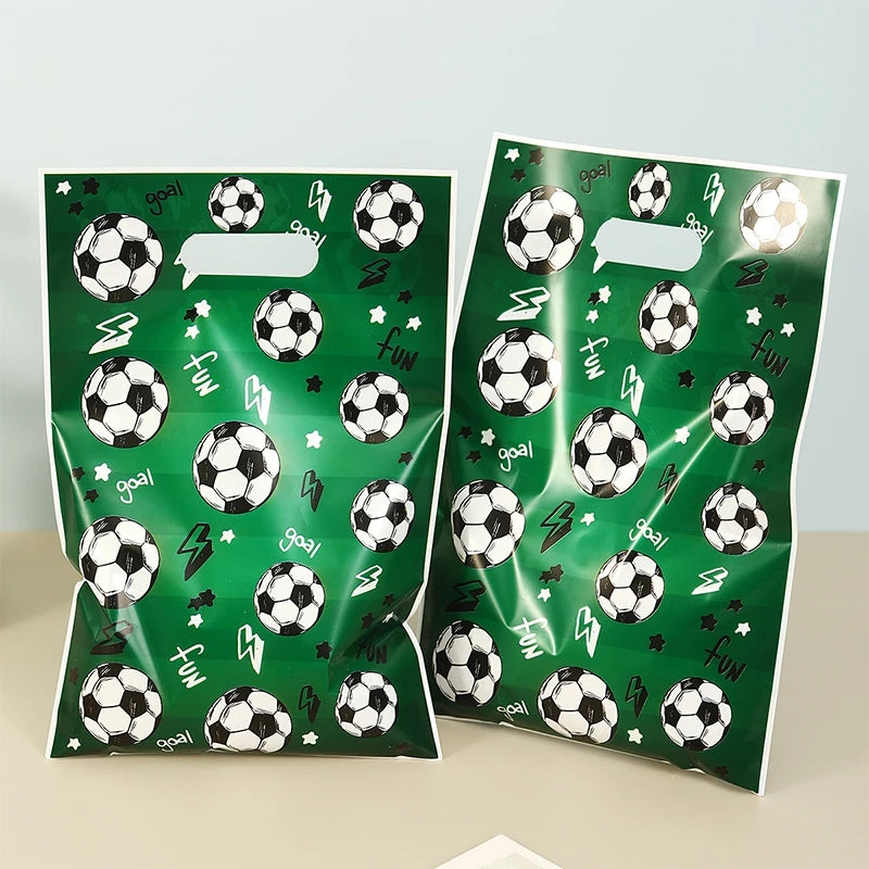 10pcs Green Soccer Pattern Gift Bag, Candy Tote Bags, Multi-Purpose Gift Wrapping Supplies Goody Bag,Birthday Party Decor