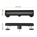 Offset Linear Shower Drain, Stainless Steel Shower Drain with Tile Insert Grate and Hair Strainer, Adjustable Leveling Feet