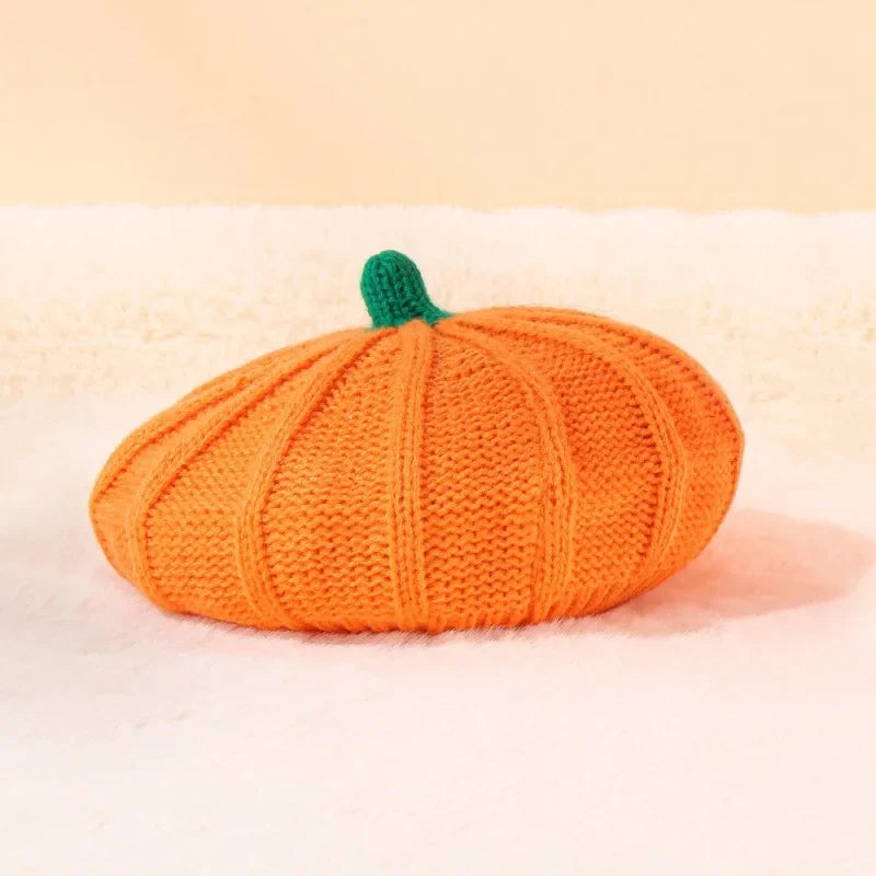Pumpkin Beret Hat 2025 Halloween Thanksgiving Autumn and Winter Parent-Child Knitted Hat Warm Belle Hat Christmas Party Hats