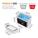 60W Ultrasonic Bath 0.8L Cleaning Machine with Degas Timer Jewelry Brush Glasses Watch Gold Silver Manicure Nail Coin Ring Tools