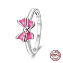 Neue Valentinstagsringe Süße Rosa Zirkon Prinzessin Schleifen Größe 7-9 Für Frauen 925 Silberring Romantischer Feiner Schmuck Geburtstagsgeschenk