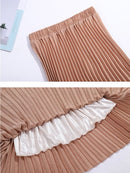 Womens Fashion Pleated Midi Long Skirt Female Korean Japanese Casual High Waist Skirts Jupe Faldas 10 Colors 2021 Spring SK295
