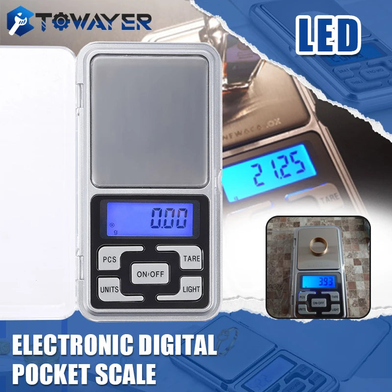 Electronic Digital Pocket Scale 0.01g Precision Mini Jewelry Weighing Scale Backlight Scales 0.1g for Kitchen 100/200/300/500g