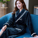 Liebhaber Korallenfleece Robe Herbst Winter Warme Schlafanzug Frauen Männer Verdicken Flanell Bademantel Lounge Nachthemd Hauskleidung Übergröße