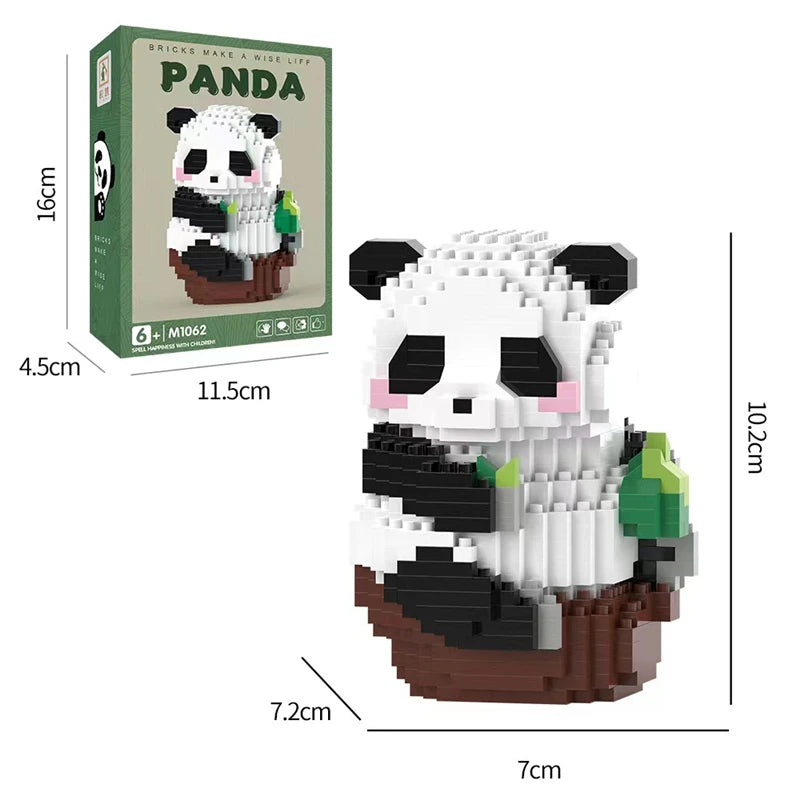 Creative Chinese Giant Panda Building Blocks Flowers Cute Puzzle Assembled Children’s Birthday Gift Casual Assembled Toy