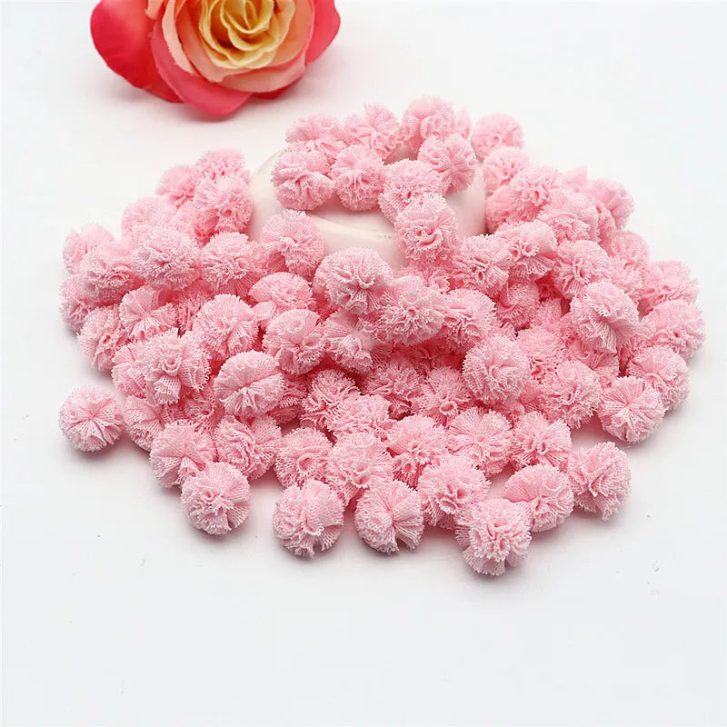 80/160 Pieces of 15mm Color Mesh Lace Ball DIY Children Clothes Hat Craft Plush Mesh Pendant Hairpin Jewelry Making Accessories