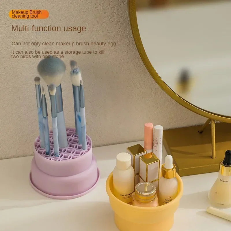 1PCS Silicone Washing Bowl Makeup Brush Cleaning Box Make-up Egg Drying Tool Set Powder Puff Washer Sponge Storage Artifact