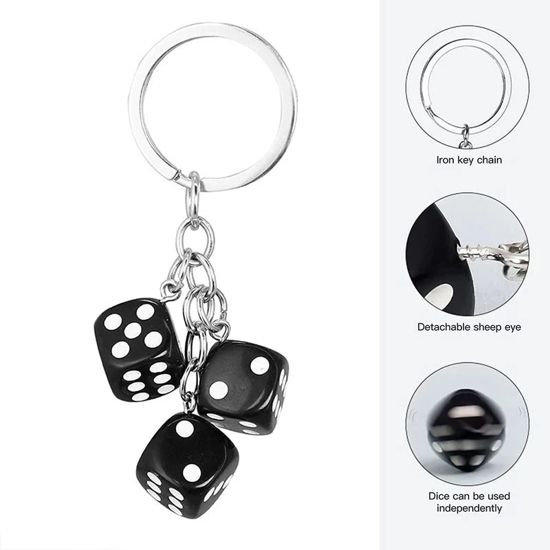 Creative Colourful Dice Keychain Fashion 3D Resin Dice Handbag Pendant For Women Men Car Key Holder Key Accessories Funy Gifts