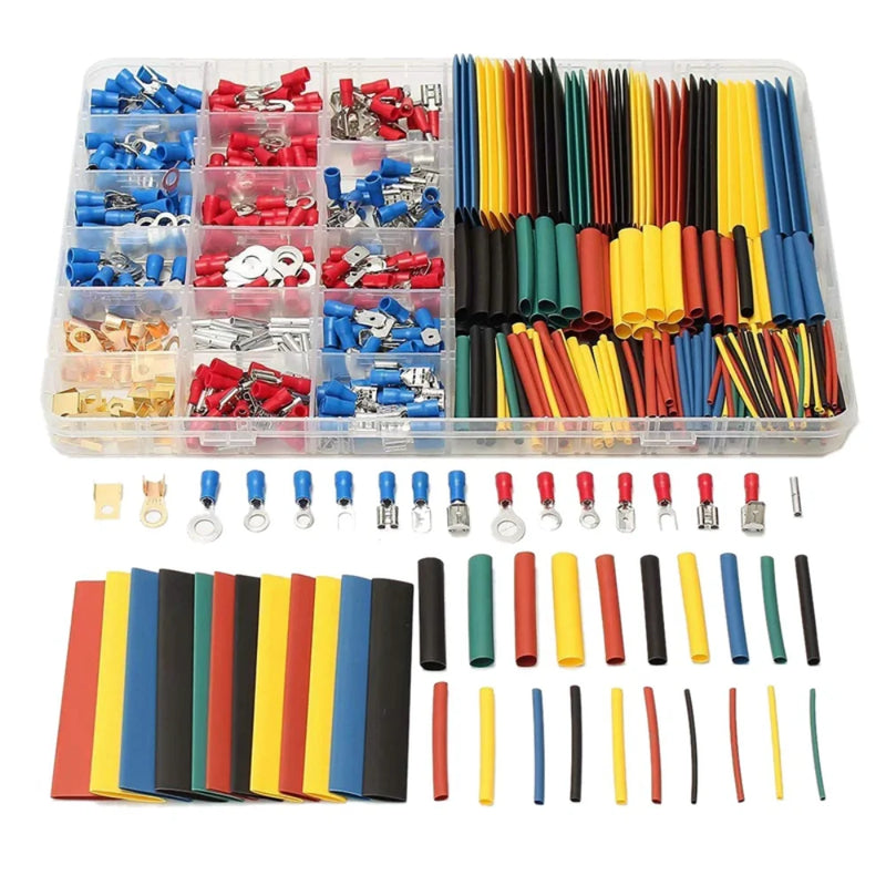 280/678PCS Heat Shrink Tube Sleeving Set Car Electrical Wire Terminals Insulated Crimp Connectors Spade Set Kit with Pliers