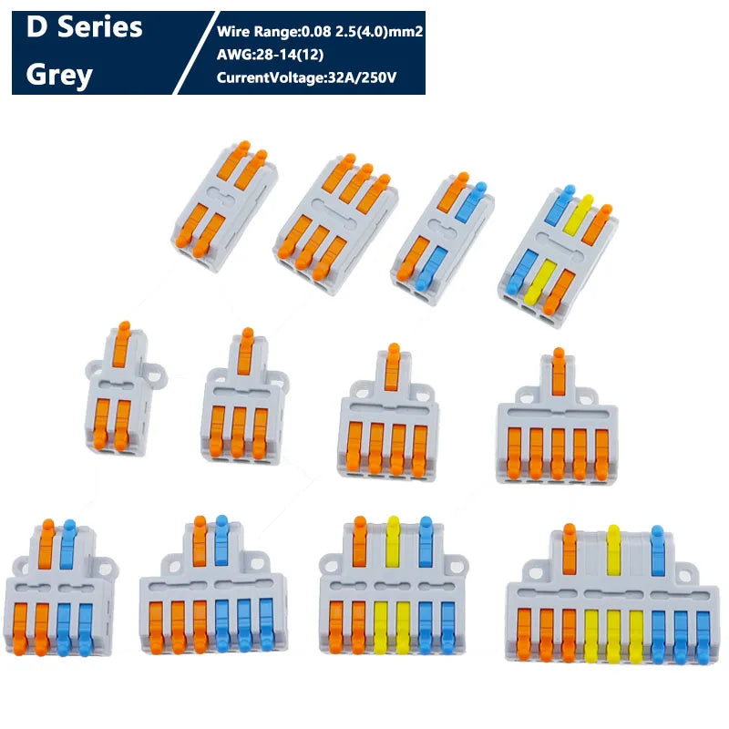 Mini Quick Wire Conductor Connector Universal Compact 2/3 Pin Splicing Push-inTerminal Block 1 in multiple out with fixing Hole