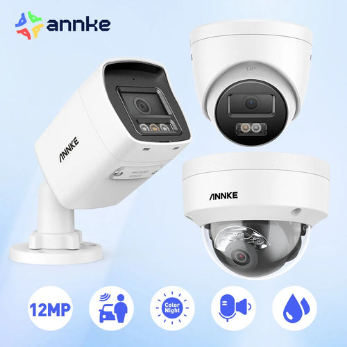 ANNKE 12MP 3K Außen Smart Dual Light PoE Überwachungskamera Farbe IR-Nachtsicht Integriertes Mikrofon IP67 Smart Home H.265+