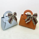 10pcs Easter Leather Mini Gift Bags With Bow Ribbon Packaging Box Wedding for Guest Candy Handbag Bag Birthday Party Decor bag