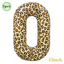 Jungle Safari Birthday 32Inch 1-9 Numbers Leopard Foil Balloon Land Animal Tiger Zebra Giraffe Disposable Tableware Party Decors